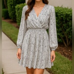 Floret Studios Sheer Long Sleeve Spring Summer Mini Dress | Boho | Size XS